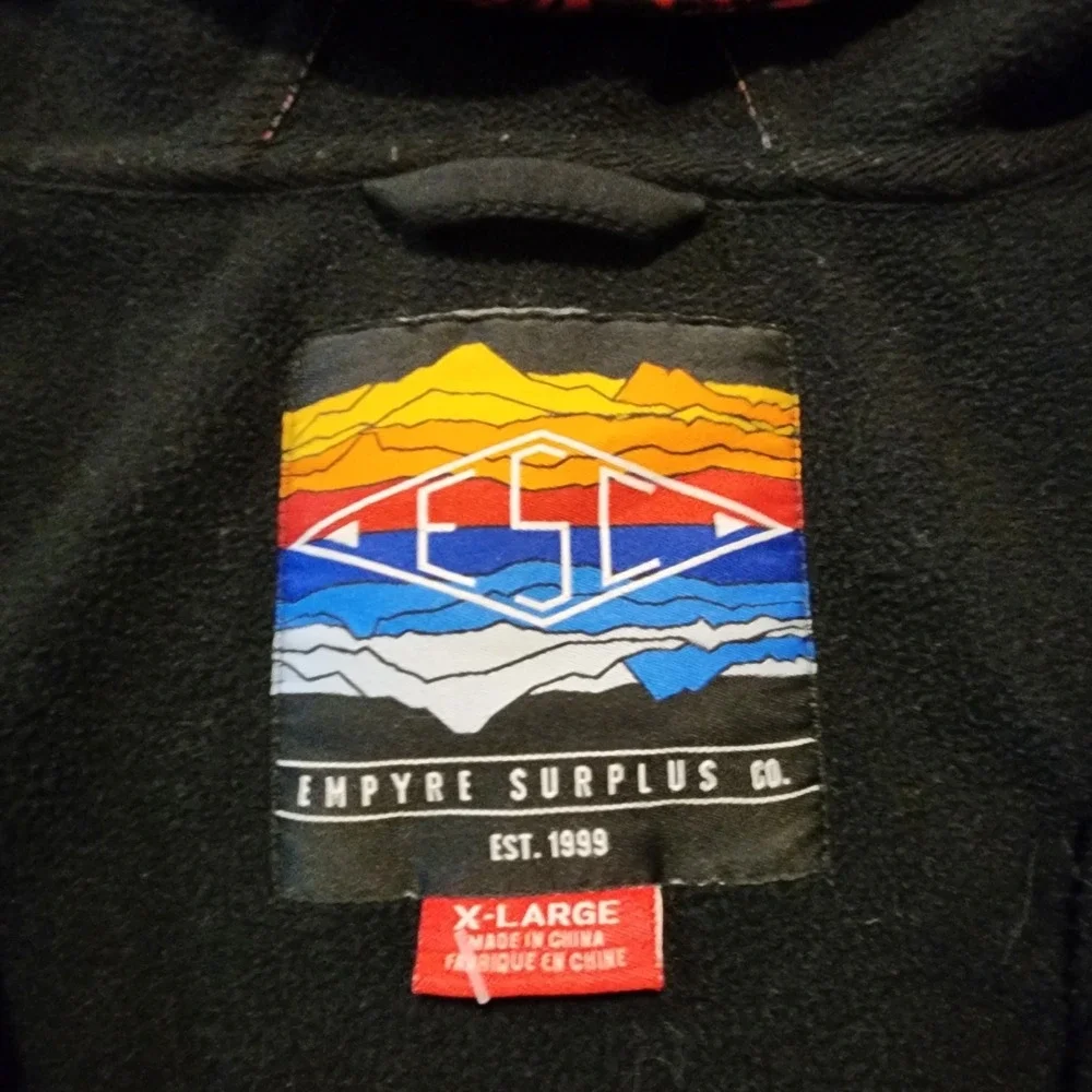 Empyre Surplus Men's‎ XL Red Black Hoodie Zip Snap Drawstring Skater Grunge Y2k - Picture 2 of 11